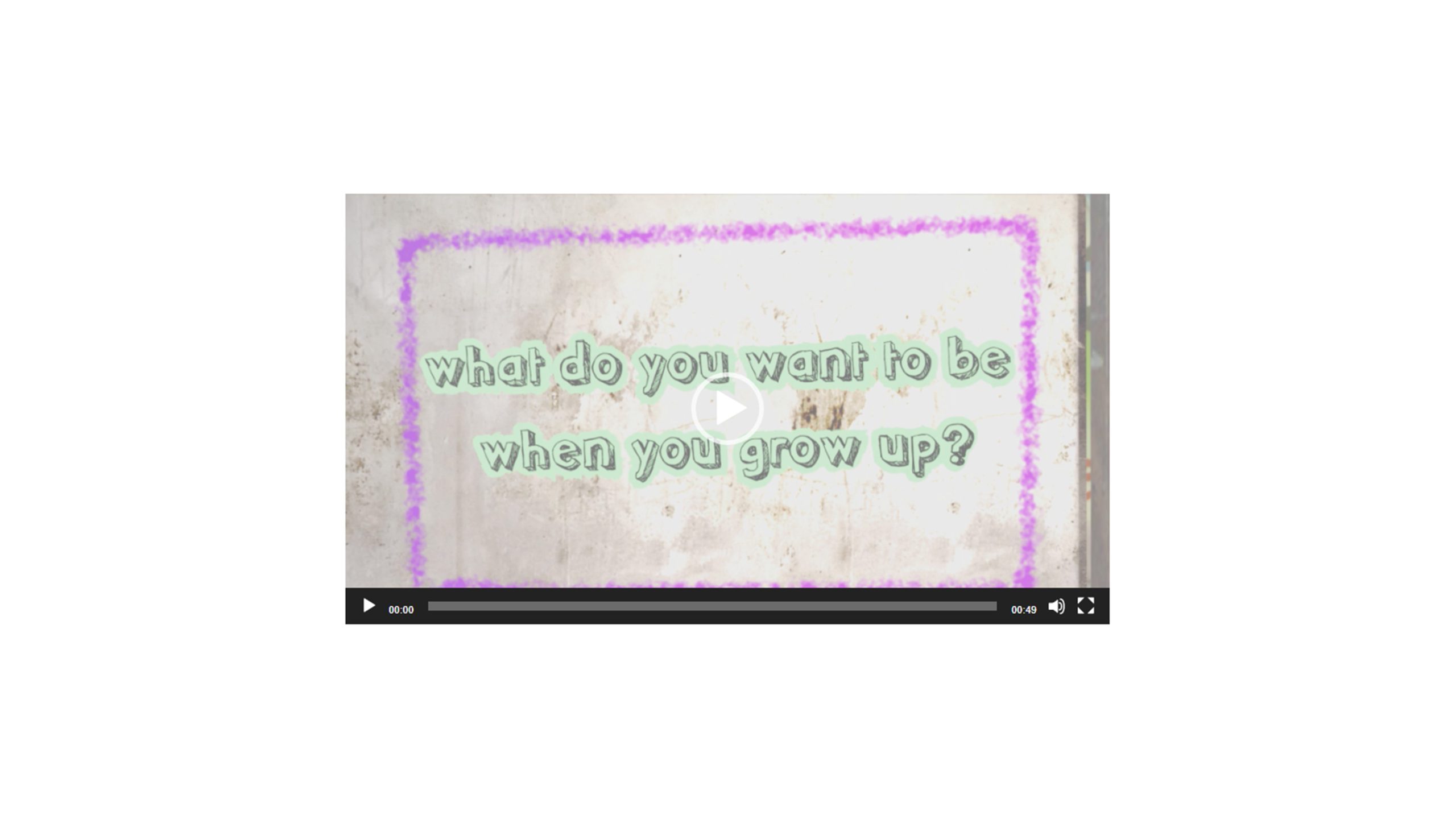 Video still from a Brella Productions produced video featuring the animated title poster, "What Do You Want to be When You Grow Up?"