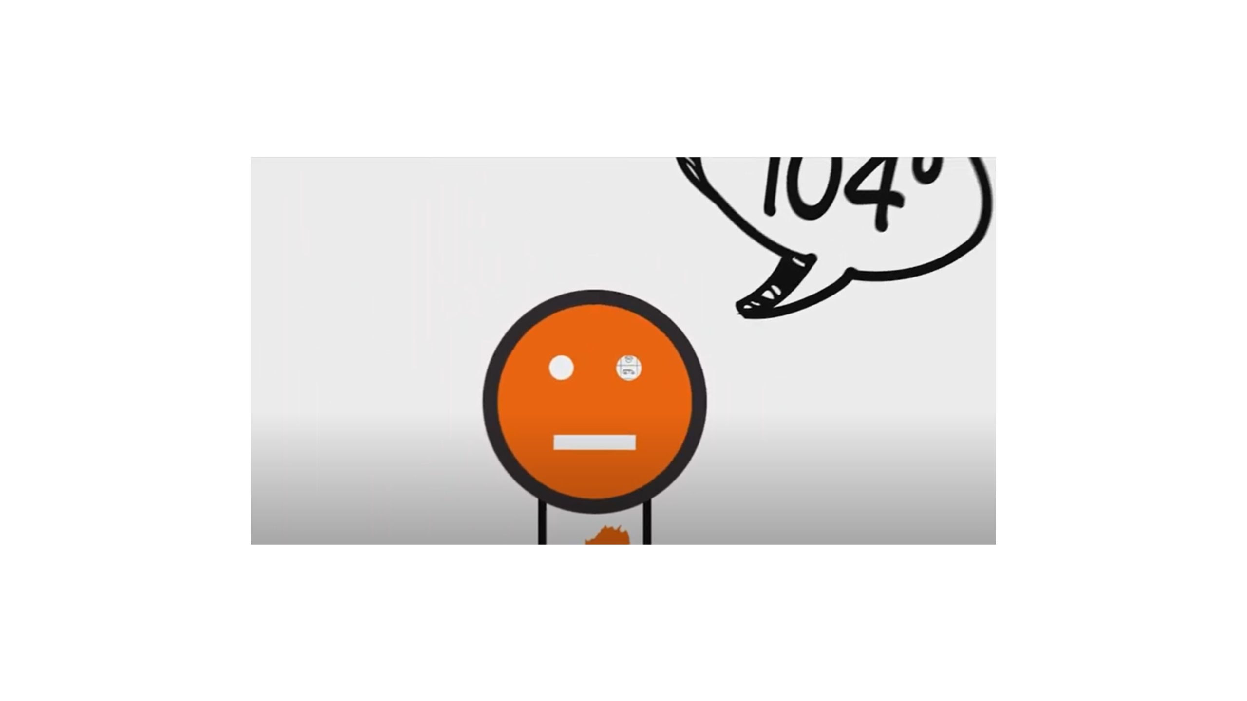 Video still from the Brella Productions-produced whiteboard animation video featuring a cartoon drawn thermometer.