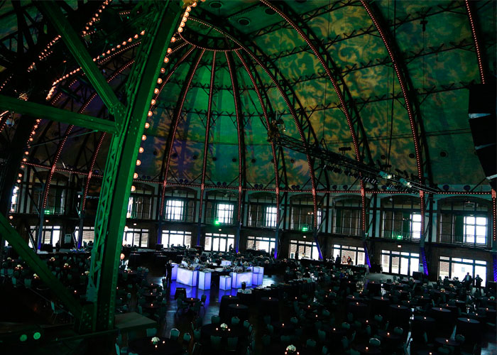 Interior of Chicago’s Navy Pier Aon Ballroom during an event produced by Brella Productions.