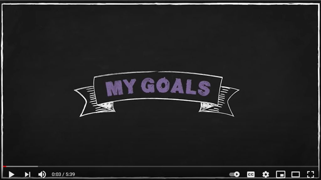 Video still from a Brella Productions-produced video featuring the animated "My Goals" banner.