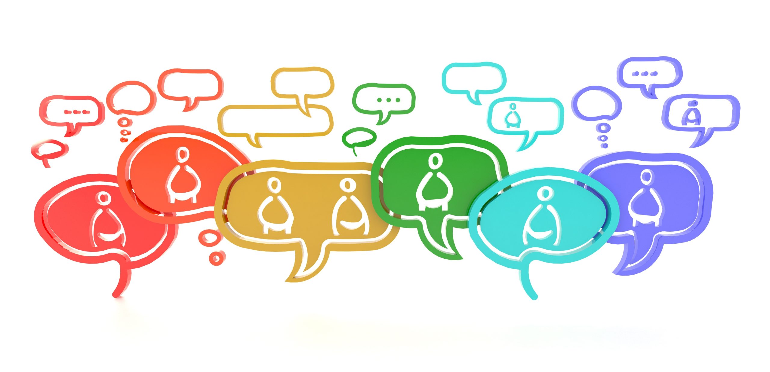 Colorful illustration of message bubbles.